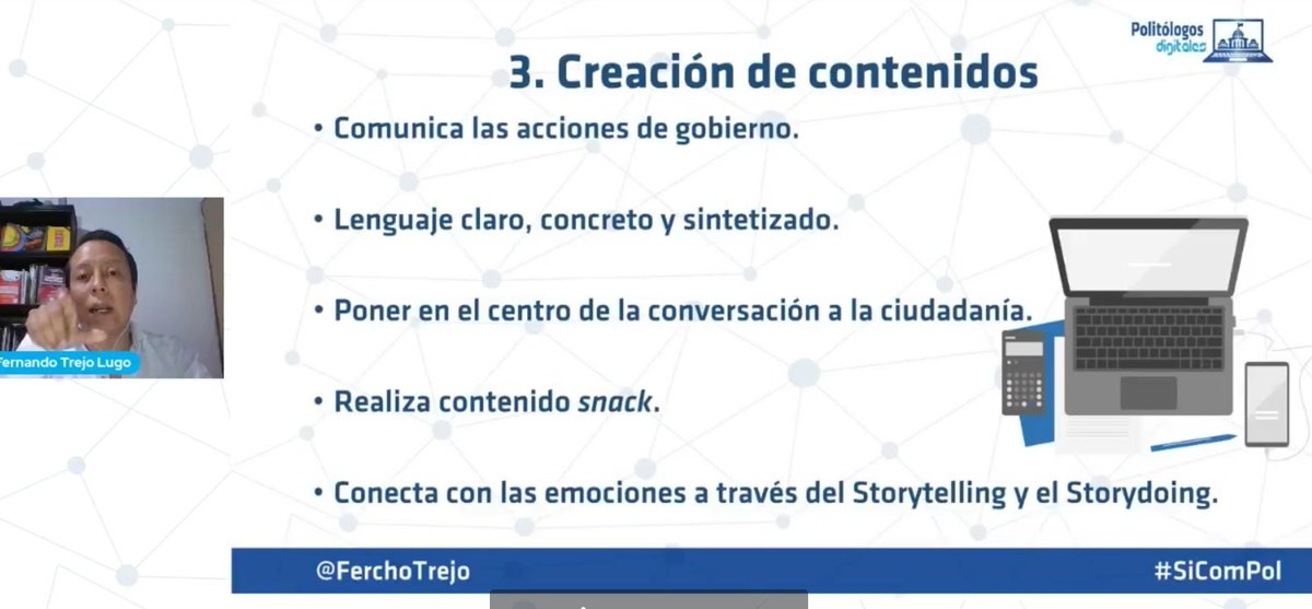 martinalcor's tweet photo. .@FerchoTrejo:"El lenguaje para comunicar debe ser claro y conciso. Hay que captar la atención en los primeros segundos. El contenido snack es breve pero emotivo. El storydoing pone como protagonista a los usuarios beneficiarios de una obra pública" vía #SiComPol @PolitologosD https://t.co/qL1716niAH
