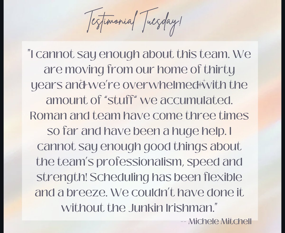 Thank you SO much Michele for the review - we appreciate the feedback & we are so glad we could help. We appreciate your business & thank you for choosing Junkin Irishman! #TestimonialTuesday #customerreview #customerservice #customerfeedback #fivestarreview #fivestarfeedback #nj