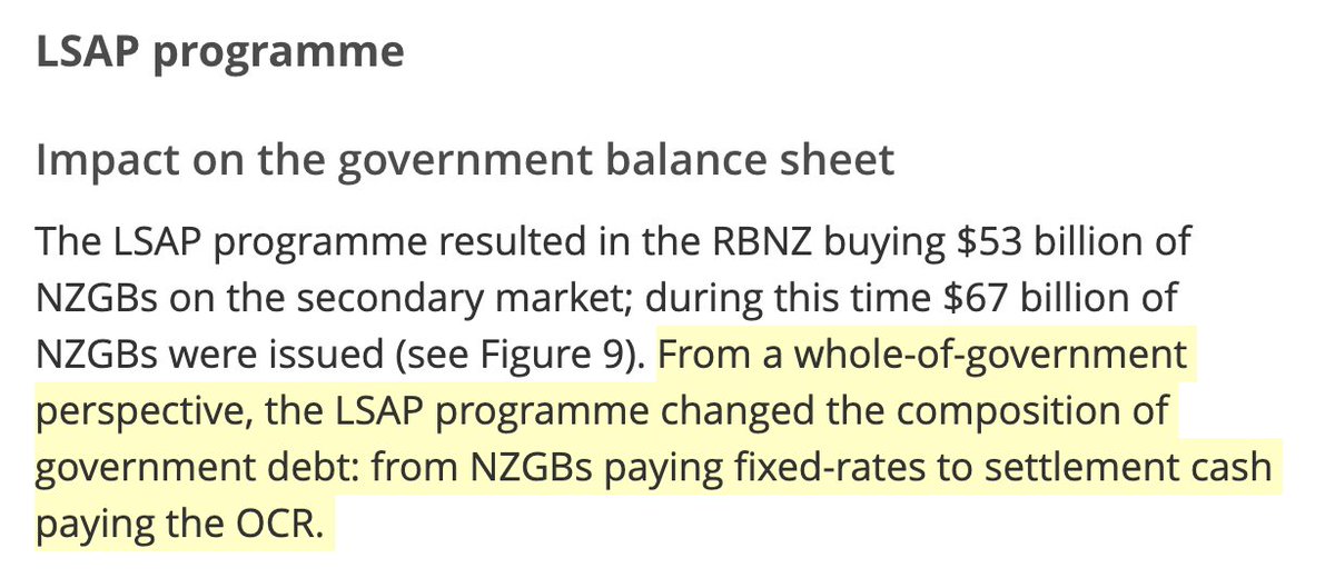 EgorNZ's tweet photo. @JeneeTibshraeny @Econgrad5143 The LSAP did turn some govt debt into settlement cash with interest at the OCR, but for the first 2 years that meant a beneficial reduction in cost of govt borrowing. The real cost of LSAP will depend on what interest rates do between now and 2026 https://t.co/vjUoJETFXw