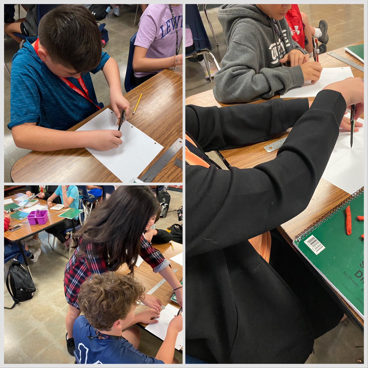 art_mvms's tweet photo. Students using rulers and compasses to divide circles into 12 equal parts to create color wheels.  Math and Science in the art room.  Go STEAM. https://t.co/o8QM9eGFuP
