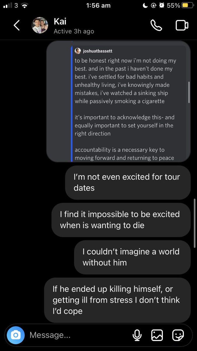 bad4bassett's tweet photo. @joshuatbassett please please please leave all your worries and stress and take some time off. I can’t bare seeing you like this. Forget about tour we can wait, it can wait! Forget about the album we can wait, it can wait! I want you to focus on yourself!! https://t.co/b0dDfBstHW