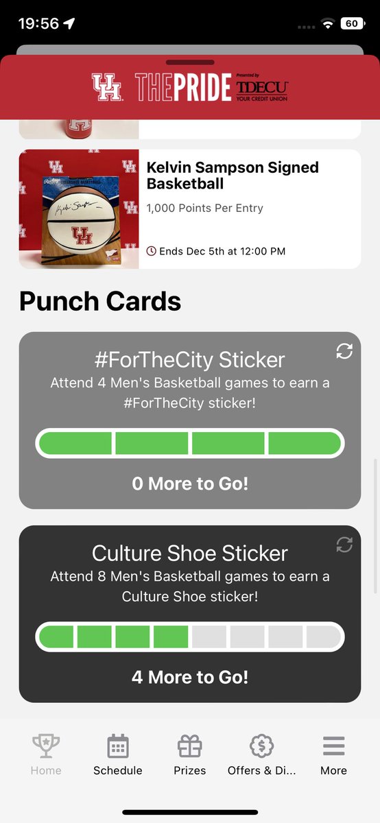 allisonraffety's tweet photo. @UHouston I completed one of the punch cards. How do I receive my sticker? #uhathletics #uhcoogs #uhrewards @UHCougars https://t.co/blNVBxCGGQ