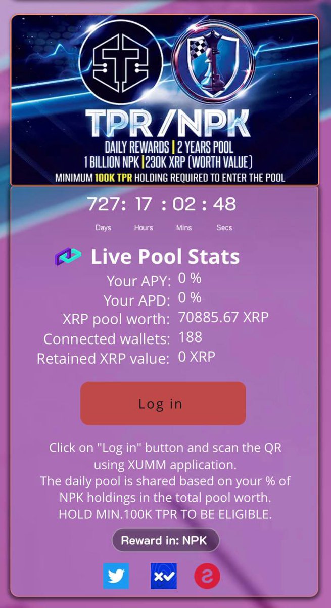 OpulenceX_NFT's tweet photo. Get 2 yrs passive income w/ TPR/NPK Rewards Pool!

Connect your wallet now https://t.co/24mIpplJuS
👉 Hold min 100k TPR

👑Giveaway

✅Follow @NFTPawnKing &amp;
@Tipperxrpl
✅Join TPR DC https://t.co/Ihxvg7xyhI
✅Join NPK TG https://t.co/OOkRB8ziaY
✅ RT, Tag 8

💰50k NPK to 4
48hrs https://t.co/lsZSvGMOte
