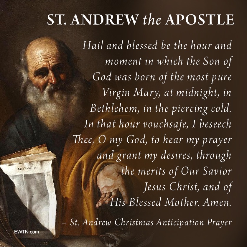EWTN's tweet photo. Beginning on St. Andrew the Apostle's feast day, November 30, this prayer is traditionally recited 15x/day until Christmas. It increases our awareness of the real focus of Christmas and helps us prepare ourselves spiritually for His coming.

https://t.co/c6HGfQnMvC https://t.co/mzmPYOUPUU