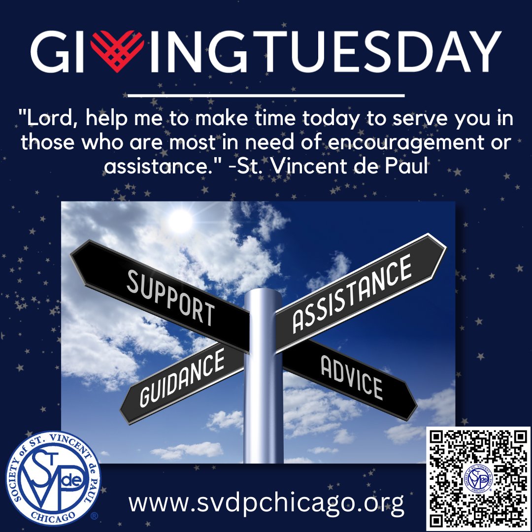 SVdPChicago's tweet photo. St. Vincent de Paul Chicago asks that you please consider us as your charity of choice this #GivingTuesday. Your donation will directly benefit our local neighbors in a time of need and give them the gift of hope this holiday season. https://t.co/hfNrQOetx5 https://t.co/rgTxwBAtMf