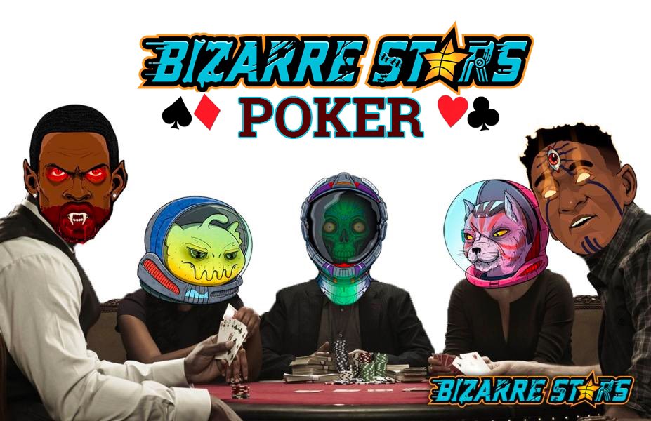 Bizarre Stars (@bizarrestarsnft) on Twitter photo ♦️♣️ BIZARRE POKER Tonight at 7pm PST/10pm EST! ♥️ ♠️ 
FREE FOR EVERYONE! Join our Discord for the PokerNow link: discord.gg/bizarrestars 
🏆 PRIZES! 100 $ADA to 1st Place! 
🥇 100 ADA
🥈 Bizarre Bud
🥉 ABHS x BS Collab ♦️♣️ BIZARRE POKER Tonight at 7pm PST/10pm EST! ♥️ ♠️ 
FREE FOR EVERYONE! Join our Discord for the PokerNow link: discord.gg/bizarrestars 
🏆 PRIZES! 100 $ADA to 1st Place! 
🥇 100 ADA
🥈 Bizarre Bud
🥉 ABHS x BS Collab