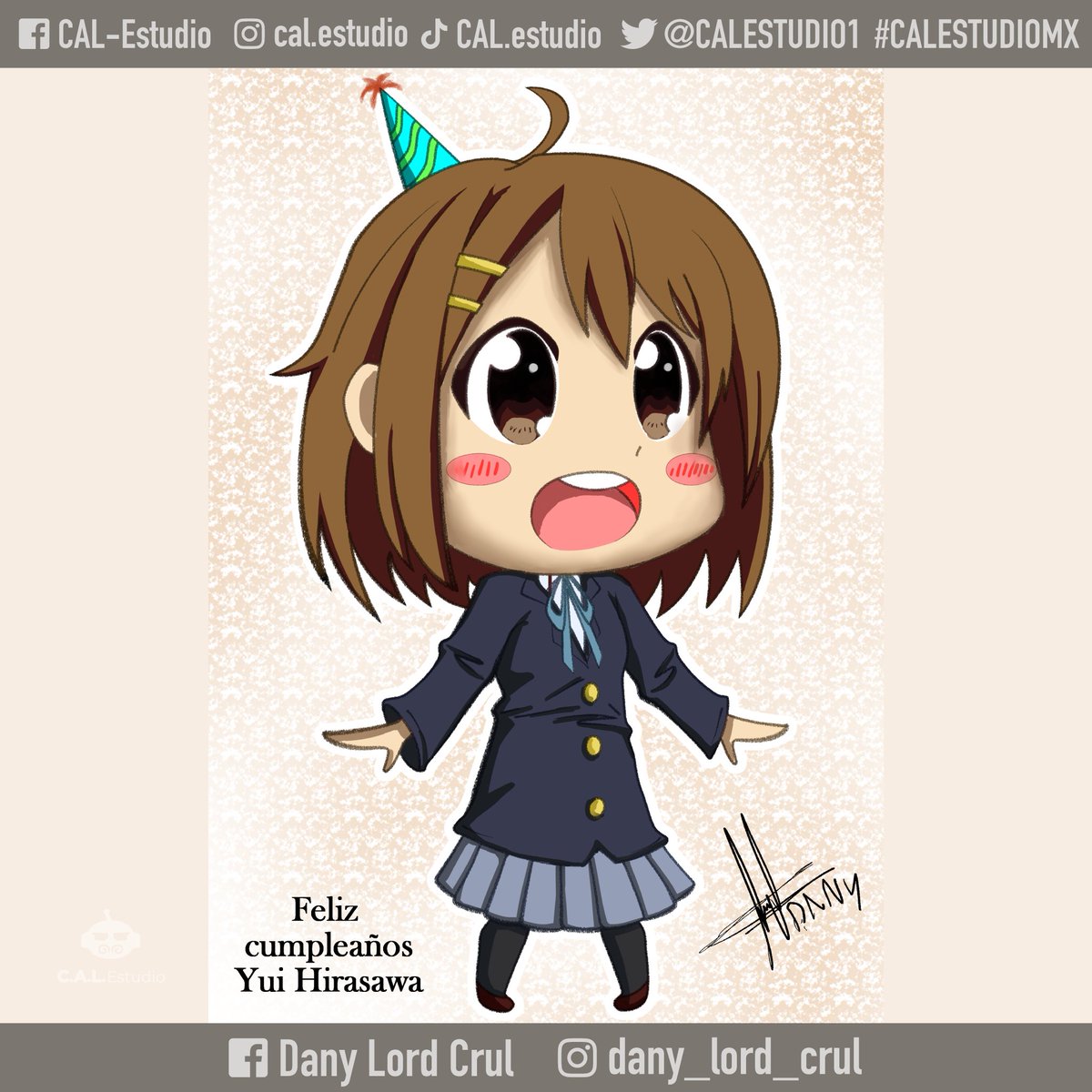 CALESTUDIO1's tweet photo. Disculpen la demora :( por fin la versión a color :)
Cumpleaños de Hirasawa YUI del anime K-ON! 🎂🥳🎸🎉🎊
#dibujo #dibujodigital #animedigitalart #animek_on #chibi #chibiart #cumpleaños 
Realizado por @DanielLordCrul 
@KenShiten @widibuublindado @Raton_Madnezz @JarethLevrack https://t.co/kgxHrOWdV5