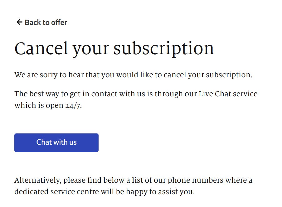 Chang_ElisaTY's tweet photo. Ok I know this is a 1st world problem, but I gotta say unsubscribing from @TheEconomist was such a bizarre experience... like, who does this in 21 century? After  "We are sorry to see you go" &amp; "Let us know what we can do better" pages they want me go on a live chat!?   -> a🧵 https://t.co/SxQfVK9BqP