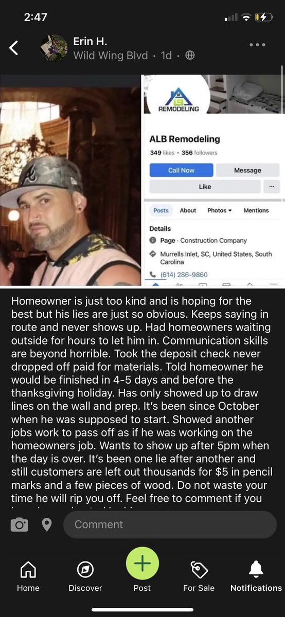 eio143's tweet photo. Beware. Scammer. Thief. Do not hire. Another victim statement in the comments. #badcontractor #ScamAlert #THIEF #robber #doNOThire #creepalert #depositthief #conartist #losers #sketchy https://t.co/r3VE8Es6t3