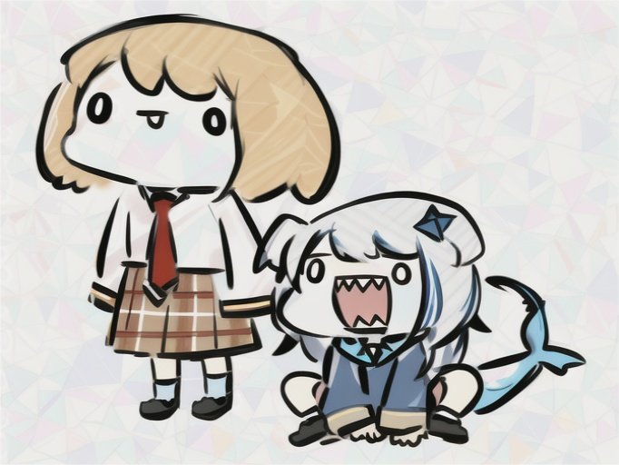 がうるぐら ,ワトソン・アメリア 「那個美圖秀秀的ai算圖 」|UltimateQBのイラスト