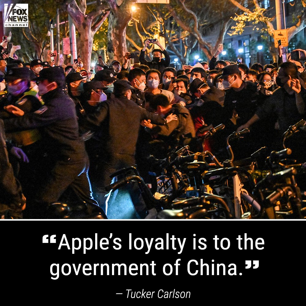 GOING DARK: <a href="/TuckerCarlson/">Tucker Carlson</a> rips Apple for restricting AirDrop in communist nation – which COVID lockdown protesters have used to communicate.