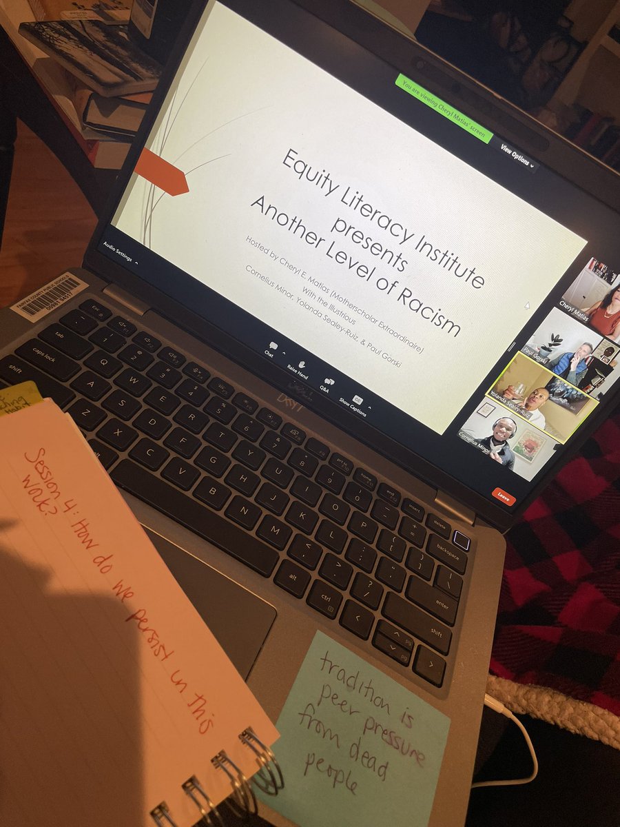 It was our last night with <a href="/cheryl_phd/">Cheryl E. Matias, PhD.</a>. <a href="/EquityLiteracy/">Paul Gorski | Equity Literacy Institute</a>. <a href="/MisterMinor/">Cornelius Minor</a>. <a href="/RuizSealey/">Yolanda Sealey-Ruiz</a>. Such love in the zoom while thinking of paths forward. <a href="/FCPS_TitleI/">FCPS Title I</a>