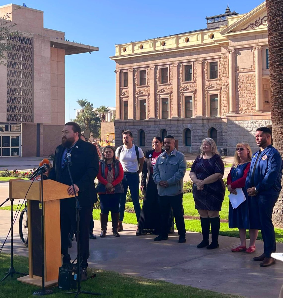 At the Capitol with elected leaders to call on Gov. Ducey &amp; Legislature to hold a special session to address the AEL. Without action, districts will have to cut a combined $1.3 billion that they were already given.

State leaders need to keep their word to the people of AZ