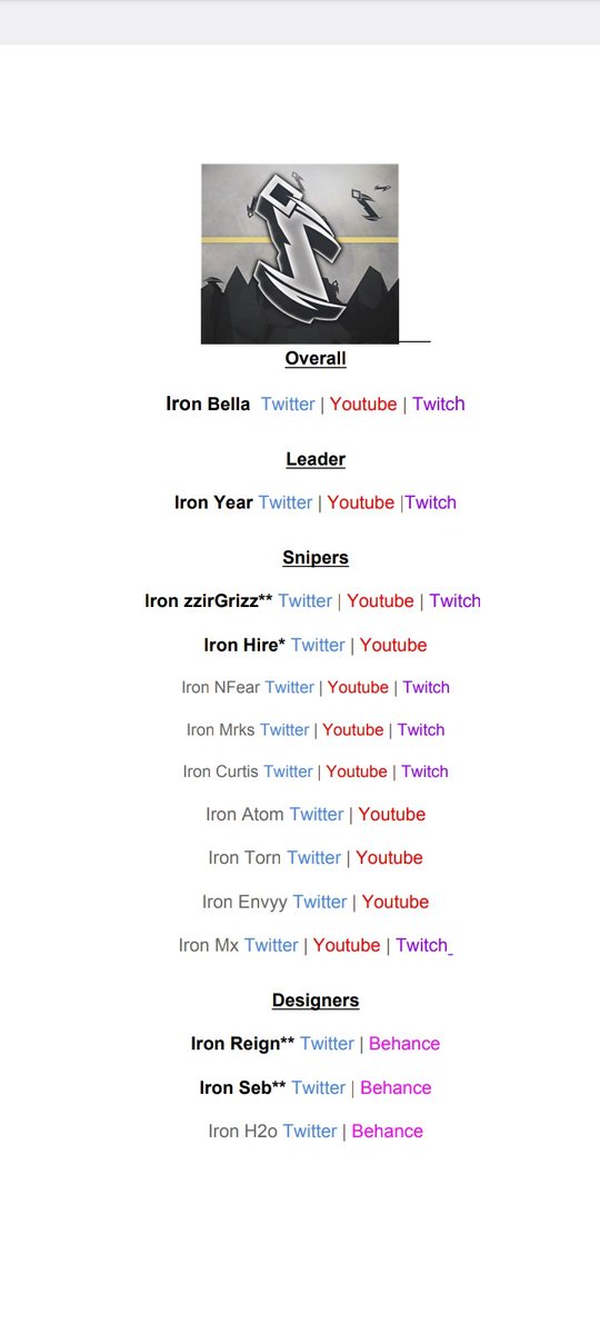 MizzGrizz's tweet image. Welcome all new members here is the first look at our Roster! @IronClanSniping