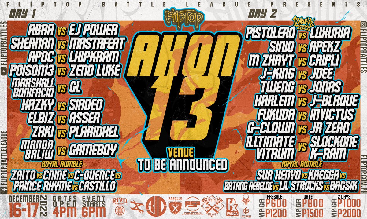 yuckfoumarshall's tweet photo. "Hate it or love it..."

AHON 13!!! Hatid sa inyo ng @FlipTop_Battles! Let's go!!! https://t.co/Ar9DbdOzoM