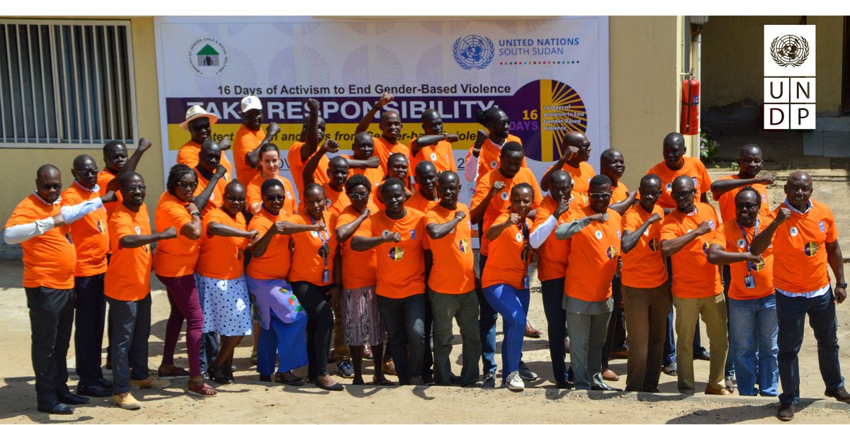 undpsouthsudan's tweet photo. UNDP staff join the world to STOP and FIGHT AGAINST #GBV. 

✅Take Responsibility; Protect Women and Girls against gender-based violence.

#16DaysofActivism2022 https://t.co/9kIDWhTr3V