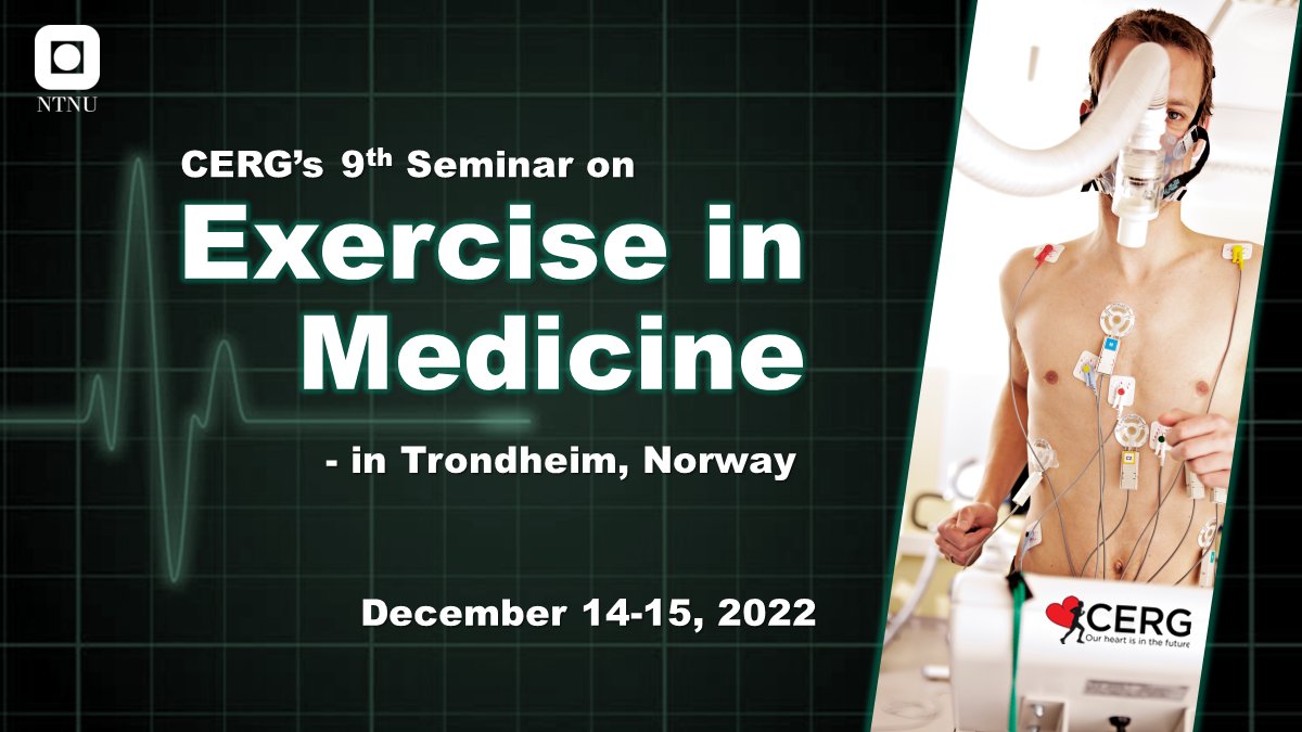 Last chance to sign up for the poster and dinner party at CERG's   9th seminar on Exercise in Medicine (DEC 14-15 in Trondheim)🥂. Get your Seminar+ ticket before 12:00 today🎫. ntnu.edu/cerg/eim2022 <a href="/CERG_NTNU/">CERG</a> ❤️🏃‍♂️