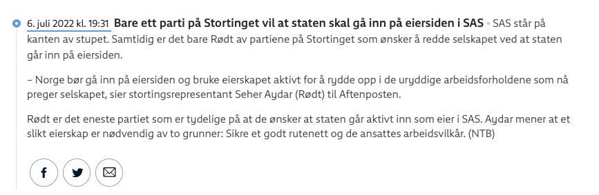torkildsen's tweet photo. Rødt ville i juli inn på eiersiden i SAS. I dag kommer det frem nye tall som viser at SAS har tapt 8 mrd. siste året. https://t.co/rbDuwwtae4