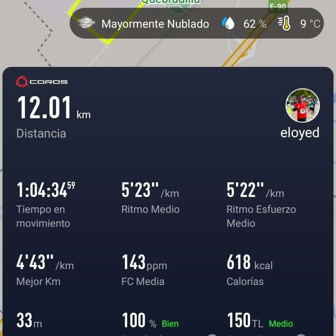 eloy15's tweet photo. 8 kms al 60% + 2 kms al 85% ( al final las piernas no daban más de sí y ha salido un poco pero) + vuelta ha casa 
He acabado con las piernas destrozadas, como si hubise corrido una media maratón
#corospace2 #corosespaña #corrermola #corrernoesdecobardes  #clubatletismoazuqueca https://t.co/g5paRB3xsD