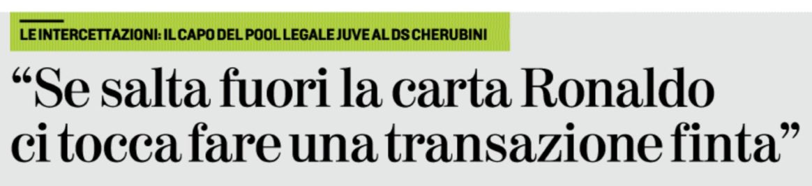 spondanews's tweet photo. Il capo del pool legale #Gabasio a #Cherubini in un'intercettazione: "La carta #Ronaldo non deve saltare fuori perché se succede ci saltano tutti alla gola, tutto sul bilancio i revisori e tutto. E poi ci tocca fare una transazione finta"

[#LaStampa] https://t.co/7qT8REN8tz