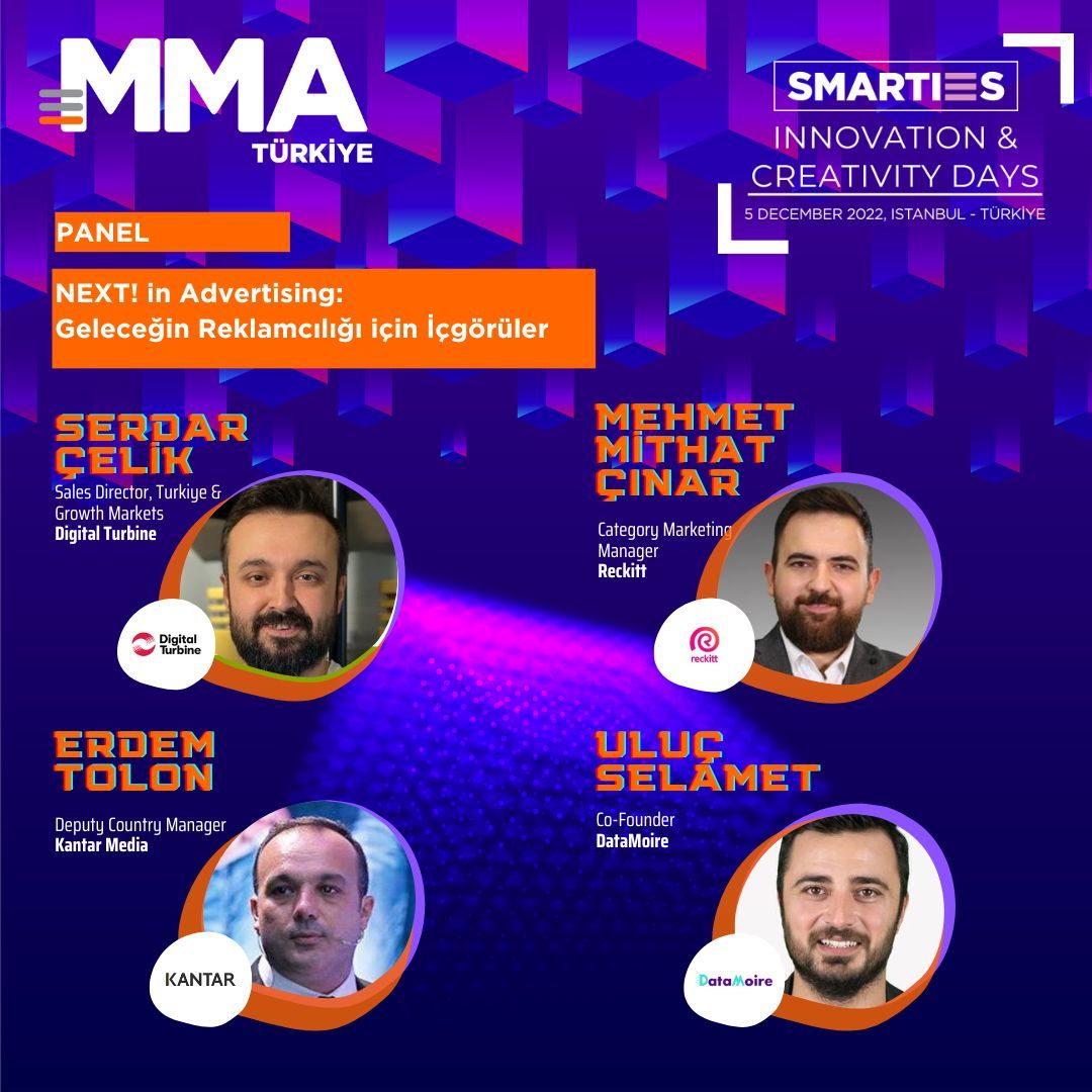 Satış Direktörümüz Serdar Çelik’in moderatörlüğünde 5 Aralık’ta Swissotel The Bosphorus’da gerçekleşecek 'Geleceğin Reklamcılığı İçin İçgörüler' paneline katılmak için SMARTIES Türkiye İnovasyon ve Yaratıcılık Günlerine kayıt yaptırmayı unutmayın! bit.ly/3Fem9ph