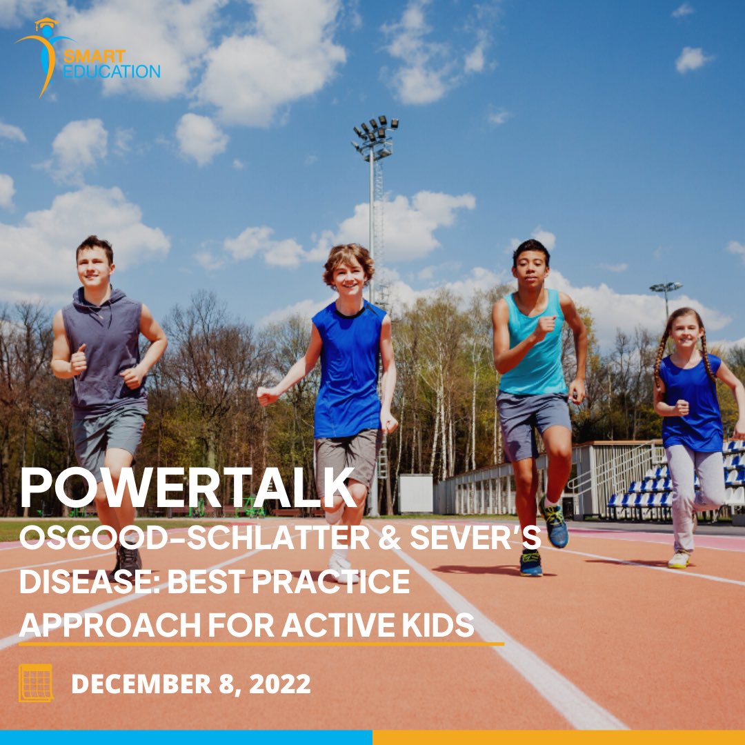 Only 1 week to go before <a href="/angiejphysio/">angiejphysio</a> gets on our online stage to talk about best practices to treat active kids with Osgood-Schlatter or Sever’s disease. Hugely important role for us physios to achieve best outcomes! #joinus 
(contact info@smarteducation.be to register)