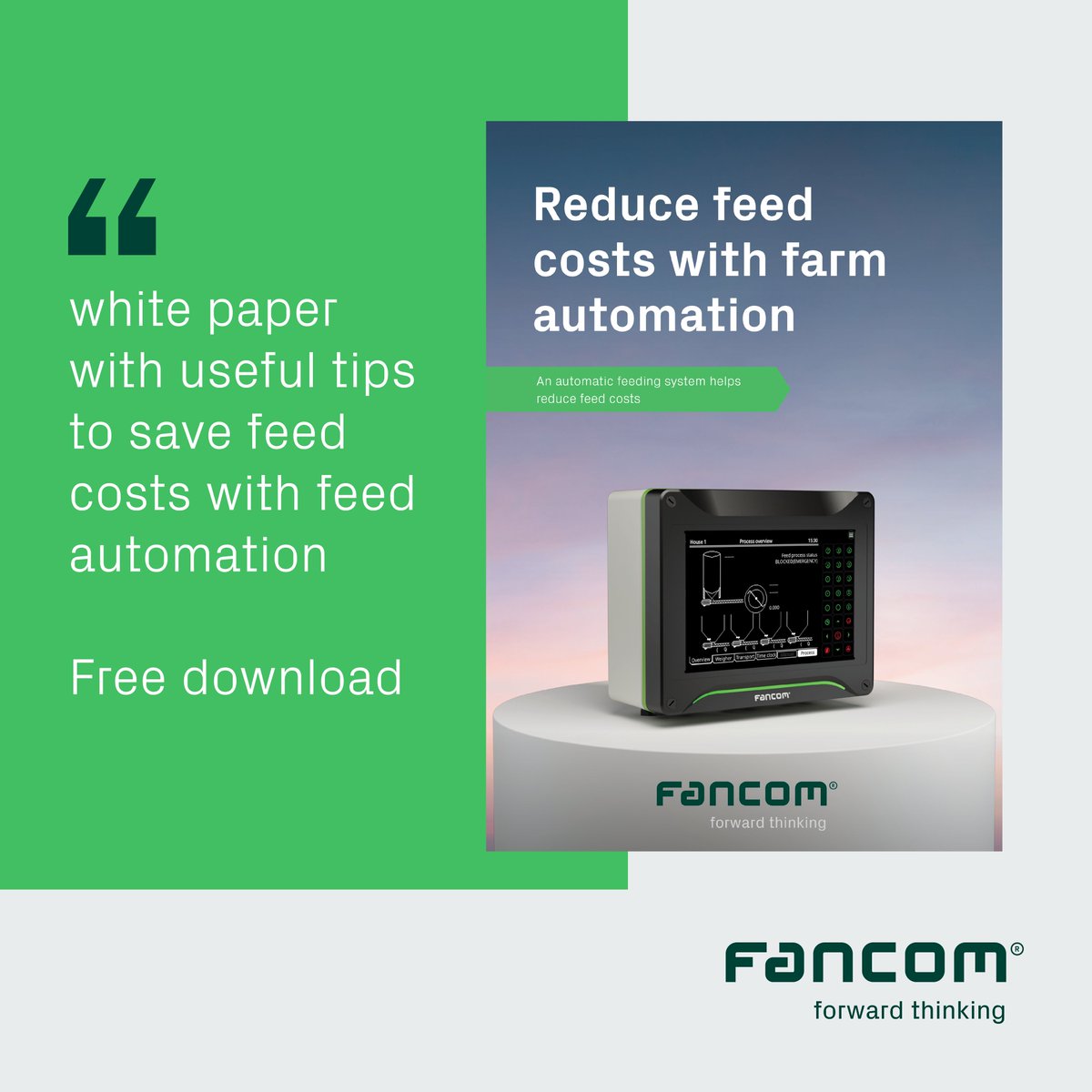 Did you miss us at Eurotier? No problem! We made a whitepaper with useful tips to save feed costs with feed automation. That was one of the topics at our Eurotier stand. Download the free whitepaper and get practical advice on how to start immediately.
fancom.com/white-papers/r…