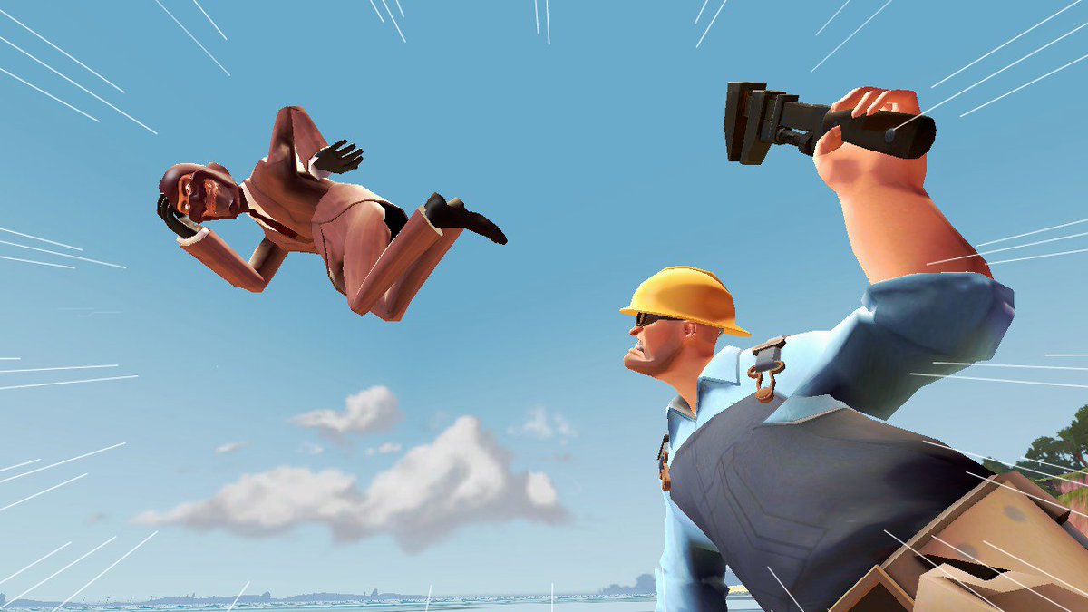 Time29Tea's tweet photo. Blu Engi  vs Spy in Heaven

Dialogue : 
Spy : Your precious gears won't stop me now!

Engineer : Come here, sissy! I'm gonna lay you out! 

#TF2 #gmod #tf2memes #TeamFortress2 #JoJoReferences #StoneOcean #TF2engineer https://t.co/wEU0PAhHuO