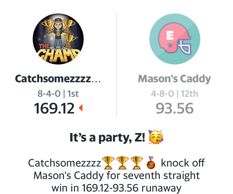 catchsomezzzz's tweet photo. Check out my matchup recap at https://t.co/cctZ76KuoM @YahooFantasy #FeeltheWins https://t.co/36FPvS8ba2