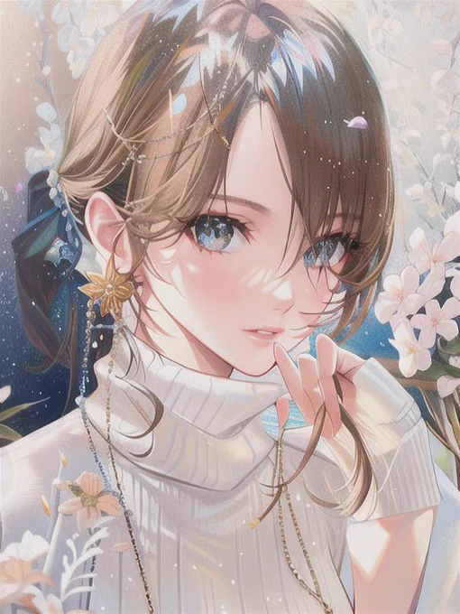 話題の写真をイラストにしてくれるやつ自撮りで遊んでみた勝手に雪を降らせたり花が舞ってたり手が添えられてたり面白いw 