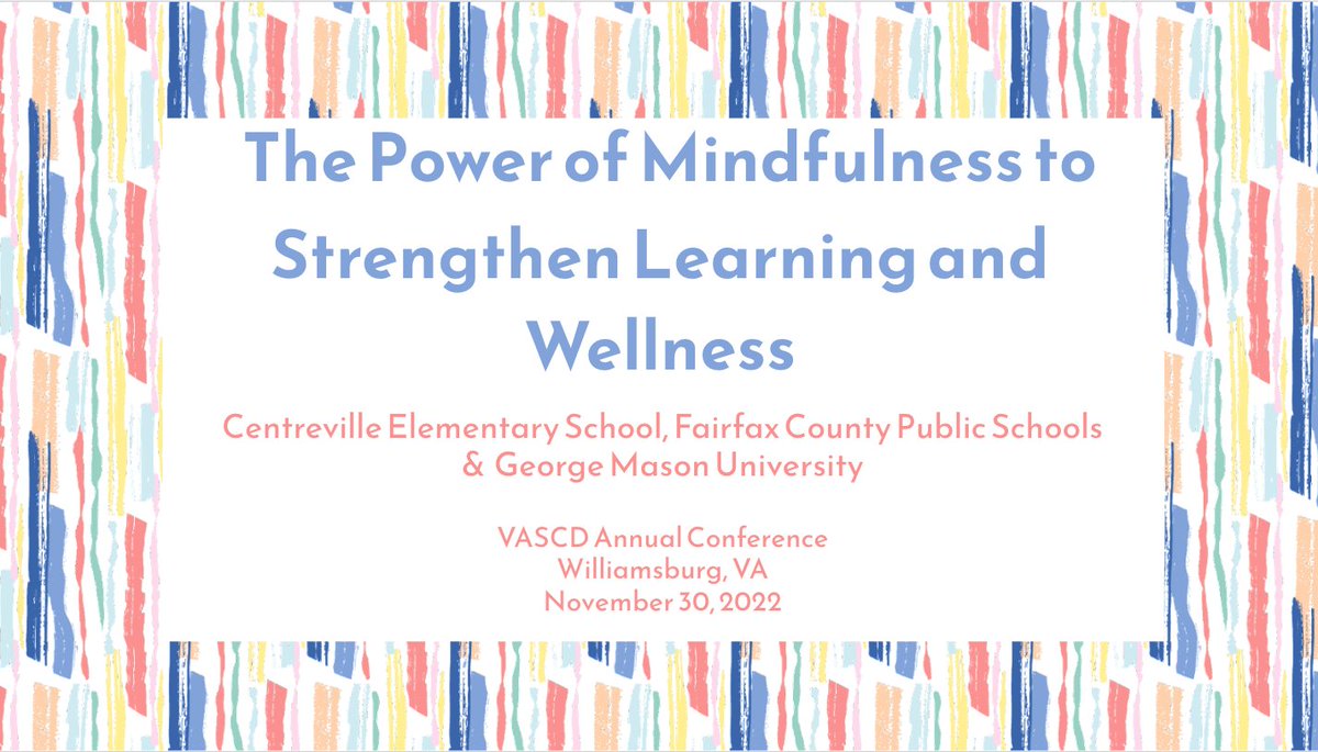Getting to present with Monica Davids 
@VASCD on the SEL and Mindfulness practices <a href="/centrevillees1/">Centreville ES</a>. Come learn how these school wide practices started and how they are going! 
<a href="/MasonCEHD/">George Mason CEHD</a> <a href="/fcpsnews/">Fairfax Schools 🌟</a> <a href="/Region4FCPS/">Region 4</a>