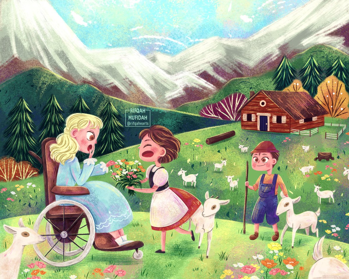 Hi guys, long time no see ya! Finally there's art that I can post after a while 😆
This illustration I made from a book named Heidi

#Artist #illustrator #childrensday2022