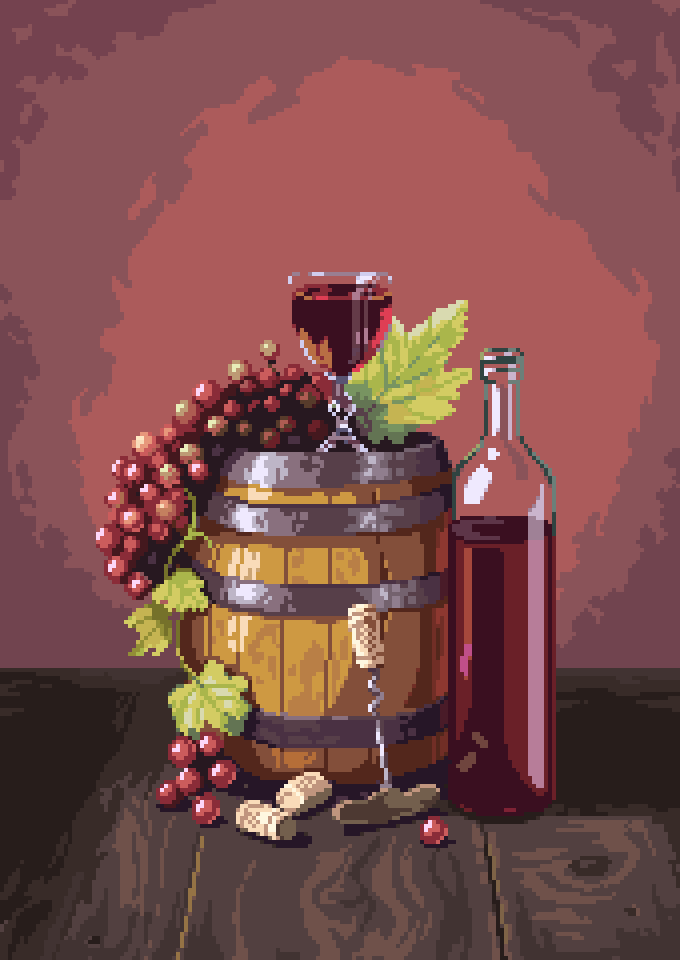 Winebarrel photo study from February. #pixelart