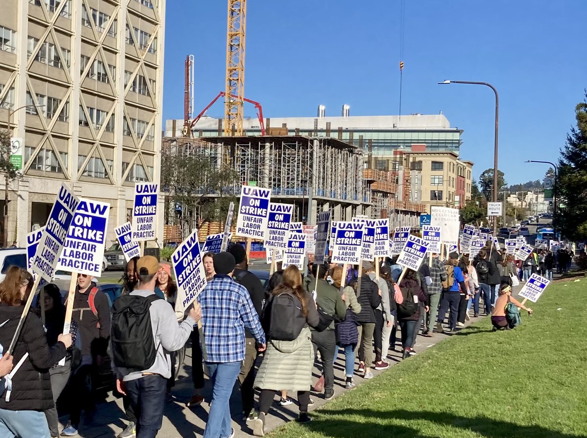 I can't wait to return to my research. (I will.) But it has been such a heartening experience to stand together on the picket line with fellow workers in departments across UC Berkeley to fight for contracts that will transform academia at the UCs and beyond. 1/5