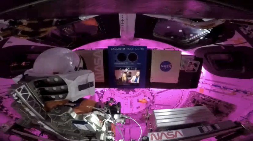 starstrickenSF's tweet photo. that’s me in the Orion spacecraft ~250,000 miles away from Earth, repping pink vibes for women in STEM 💖 https://t.co/XhECyHsprc
