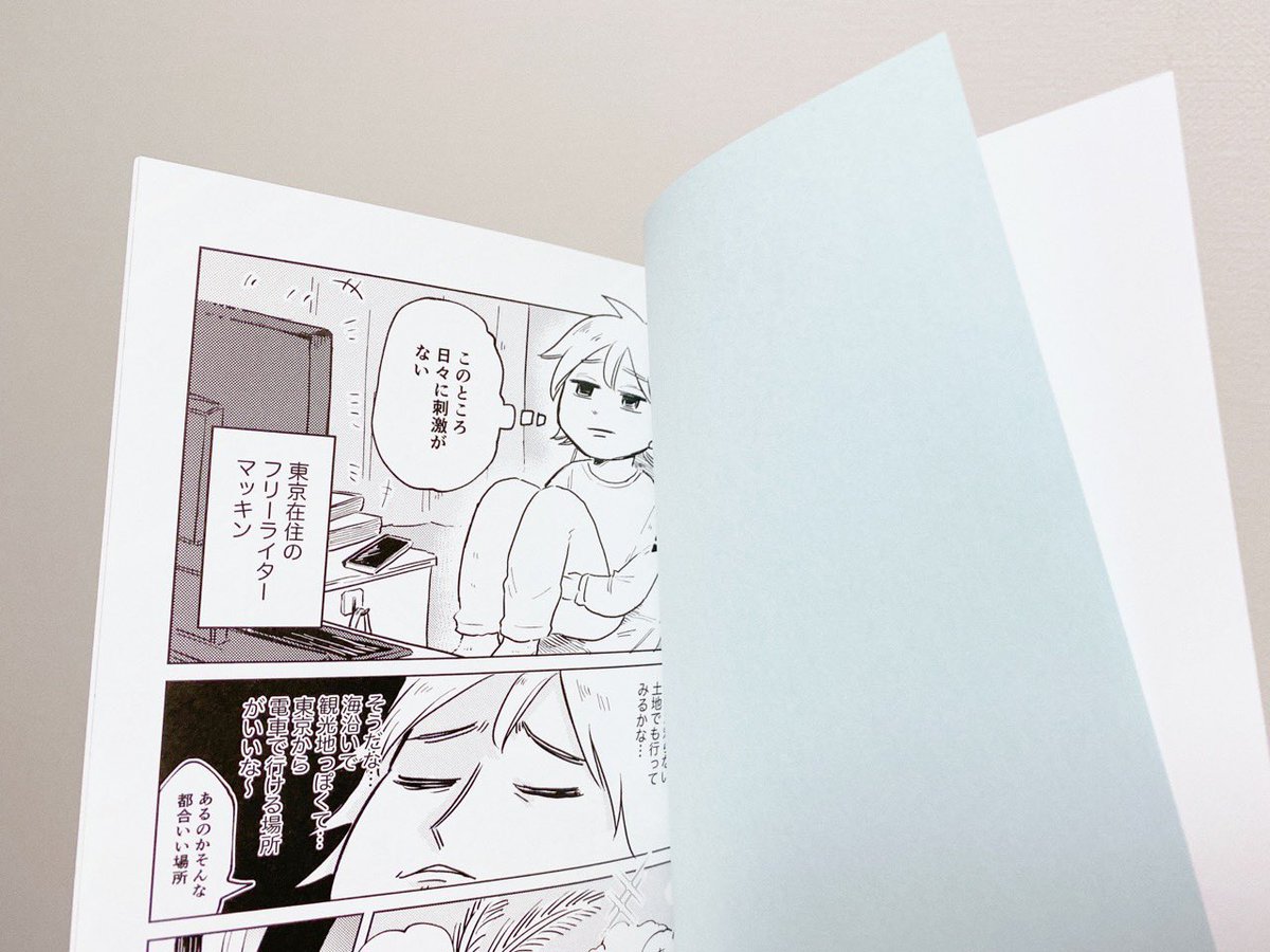 そういえば今回初めて遊び紙というものつけてみた。表紙の色味に合わせて薄い水色!めちゃくちゃいい感じです 