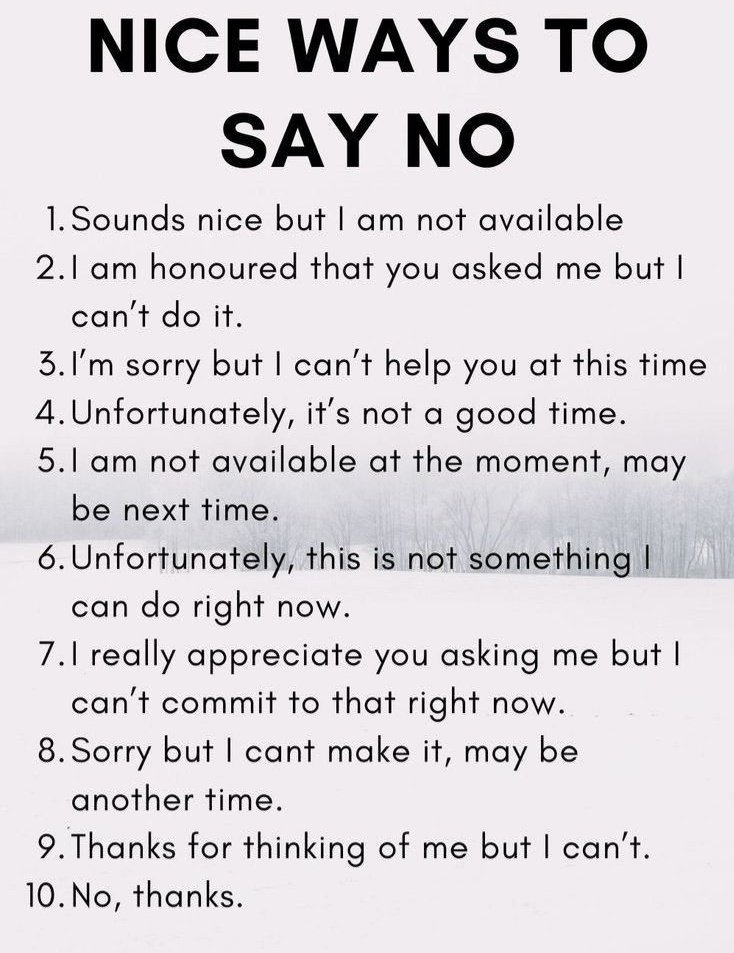 NICE WAYS TO SAY NO
↓↓↓
