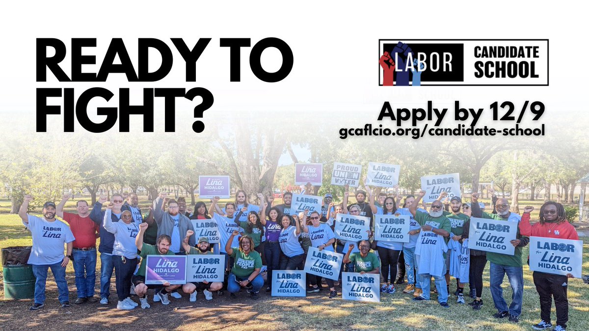 We need leaders in elected office who are ready to fight for working people. 

Ready to fight? 👊

Apply to join the 2023 Labor Candidate School today!

👉gcaflcio.org/candidate-scho…
#1u #ProudUnionVoter #UnionStrong
