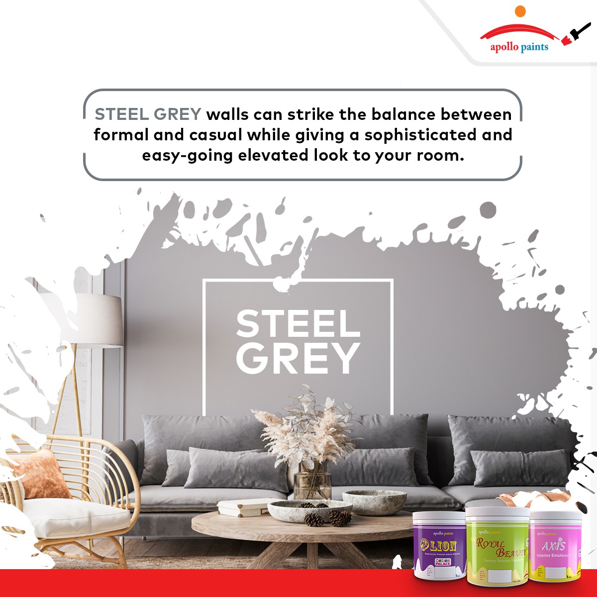 ApolloPaintsNP's tweet photo. Colorful walls for your colorful homes 😍

Steel Gray walls can strike the balance between formal and casual while giving a sophisticated and easy-going elevated look to your room. 
.
.
.
.
#Apollopaint #interiorexterior #painting #renovating #givelifetoyourwall #wallpainting https://t.co/AnVeXB2rOs