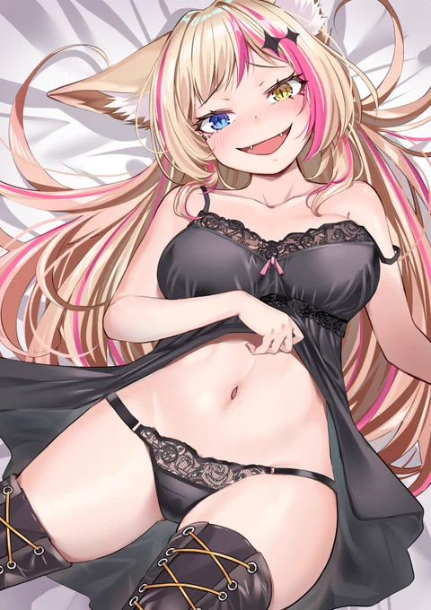 skeb納品しました!(リンク先エチ絵注意Vtuberの紅羽ミトラさんです!おっきいケモ耳とオッドアイ、それに激カワボイスが魅力的です!!ご依頼ありがとうございました!#ミトラの宝物 #Skeb #Commission より 