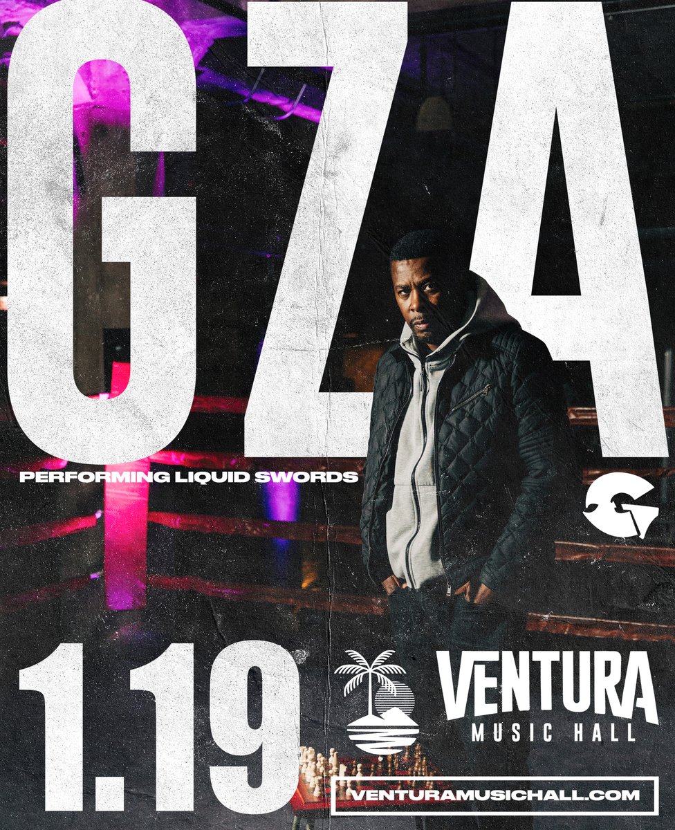 💥JUST ANNOUNCED💥 The founder of Wu-Tang Clan - @TheRealGZA is set to perform 'Liquid Swords' LIVE at #venturamusichall on January 19th!💿Set a reminder now🎟Tickets go on sale this Friday @ 10am!