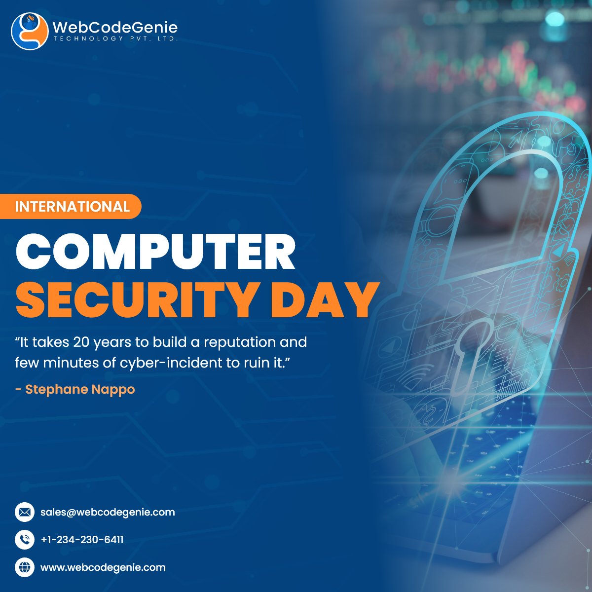 International Computer Security Day!! 
webcodegenie.com

#internationalcomputersecurityday #computersecurity #computersecurityday #cybersecurity #hacking #security #technology  #ethicalhacking #cybercrime #tech #linux #cyber #hackers #informationsecurity #cyberattack