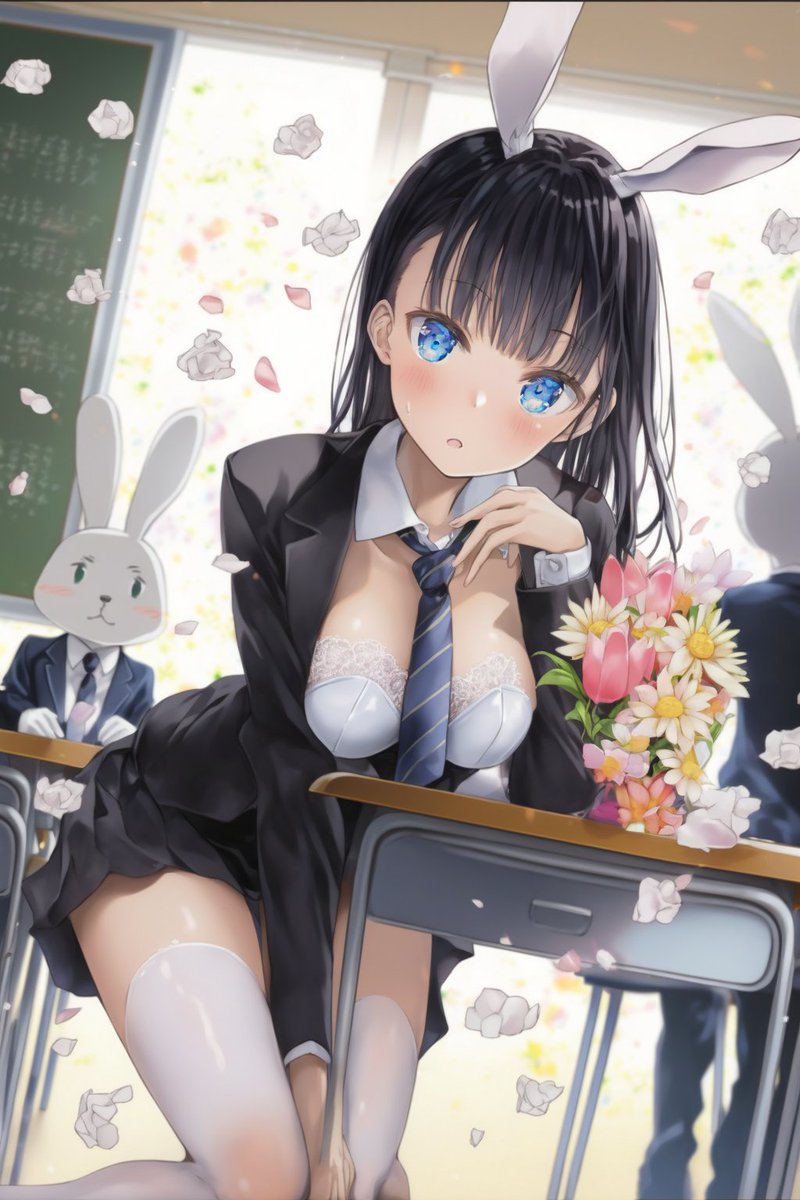 「バニガのお胸にレースやフリルがあるデザイン、可愛いな。#Nijijourney 」|Rootport💰🍹🍑のイラスト