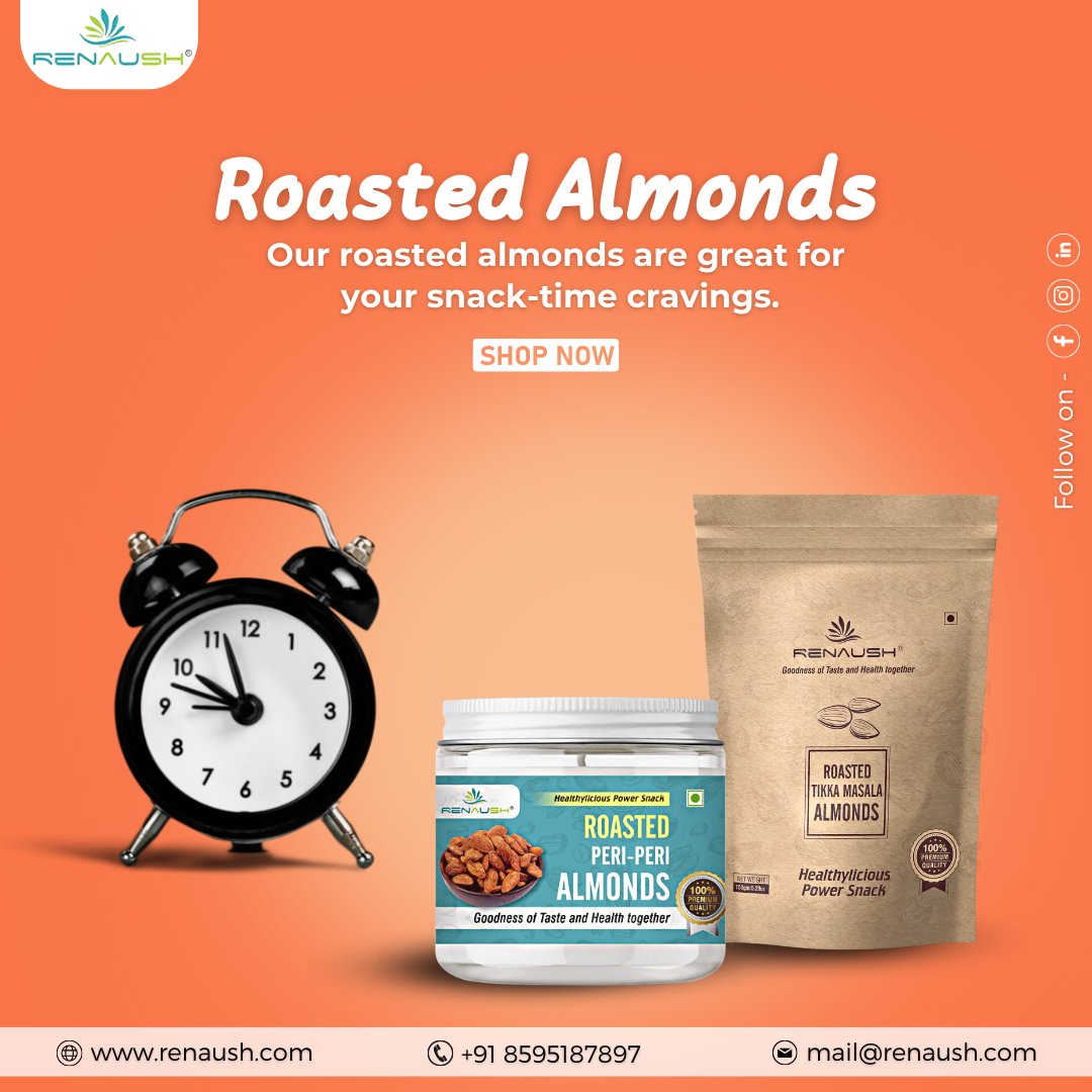 Better have dry fruits as a snack rather than junk foods, your health comes first.

SHOP NOW! -🛒- renaush.com

#goodhealth #dryfruitboxes #mixeddryfruits #healthysnacks #renaushsnacks #healthy #health #healthysnacks  #dryfruitsonline #dryfruitsshop #PremiumDryFruits