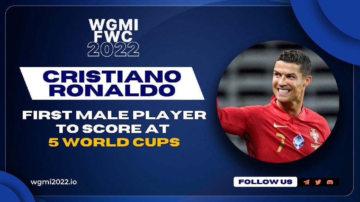 WgmiFwc's tweet photo. 🙌 Following his departure from Manchester United this week, Ronaldo was the center of attention on Thursday, marking history by being the first man to score in five World Cups after netting a penalty in Portugal's opening Group against Ghana. 🇵🇹

More 🔽 https://t.co/HkMEwngFXd