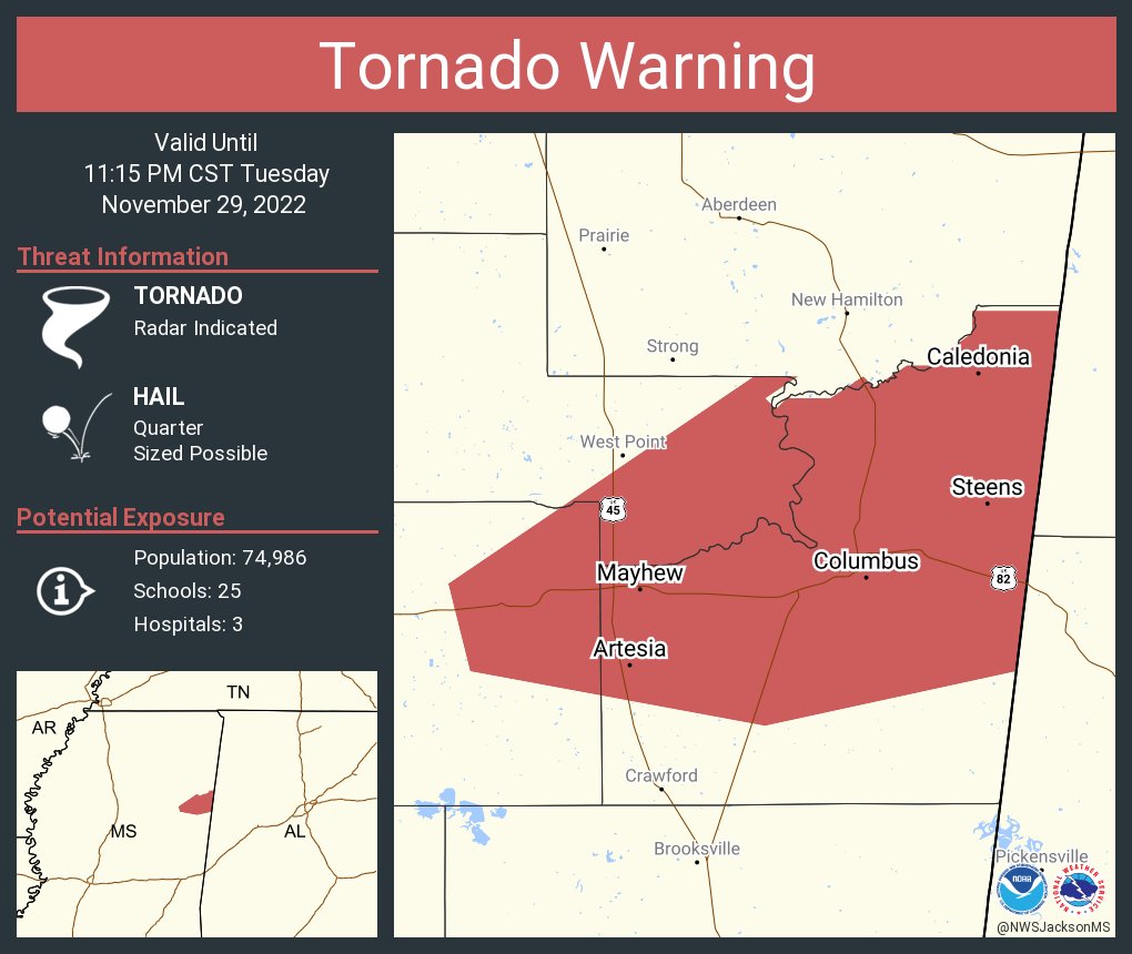 NWS Tornado on Twitter "Tornado Warning continues for Columbus MS, New