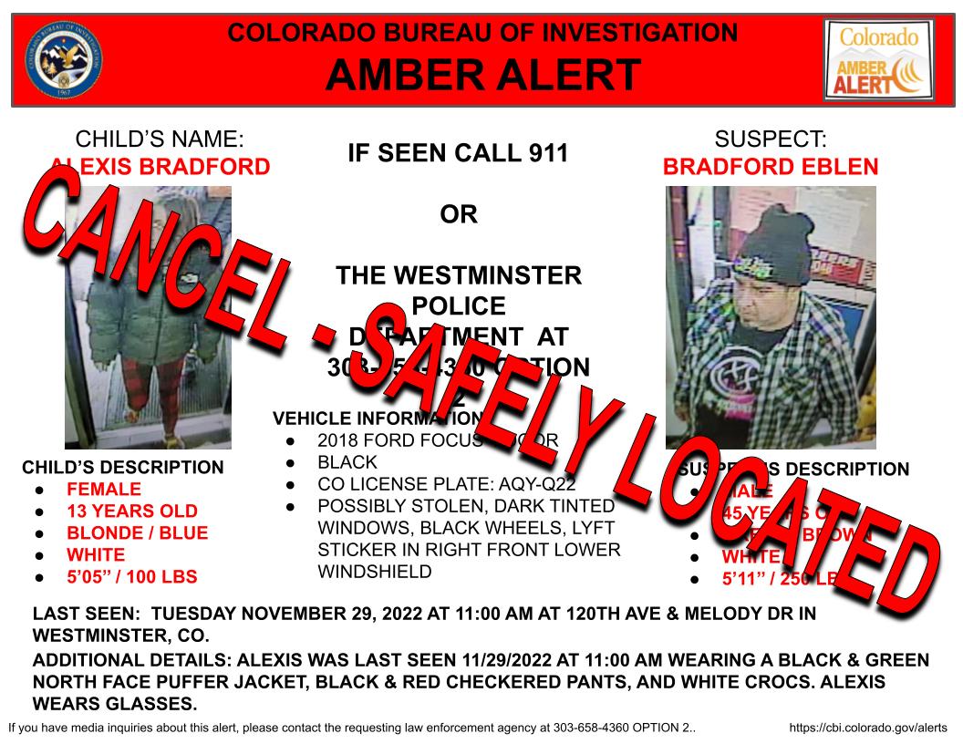 Alexis Bradford has been safely located. 

Thank you for your assistance.