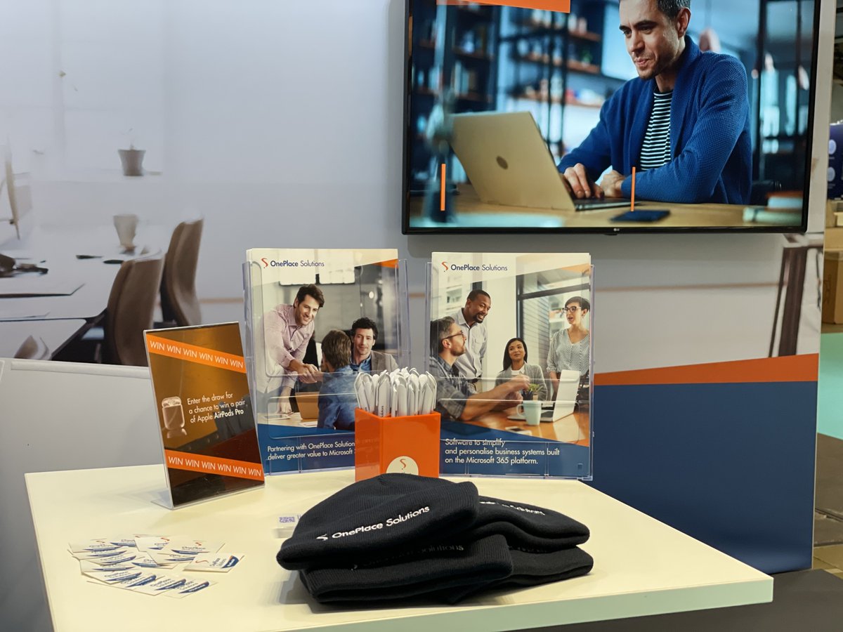 OnePlaceSol's tweet photo. Visit us at booth #13 for all the freebies, giveaways &amp; your chance to win a pair of Apple AirPods Pro! 

#ESPC22 #SharePoint #MicrosoftTeams #Microsoft365 @EuropeanSP #freebies #giveaways #AppleAirPods https://t.co/IpwOShoouq