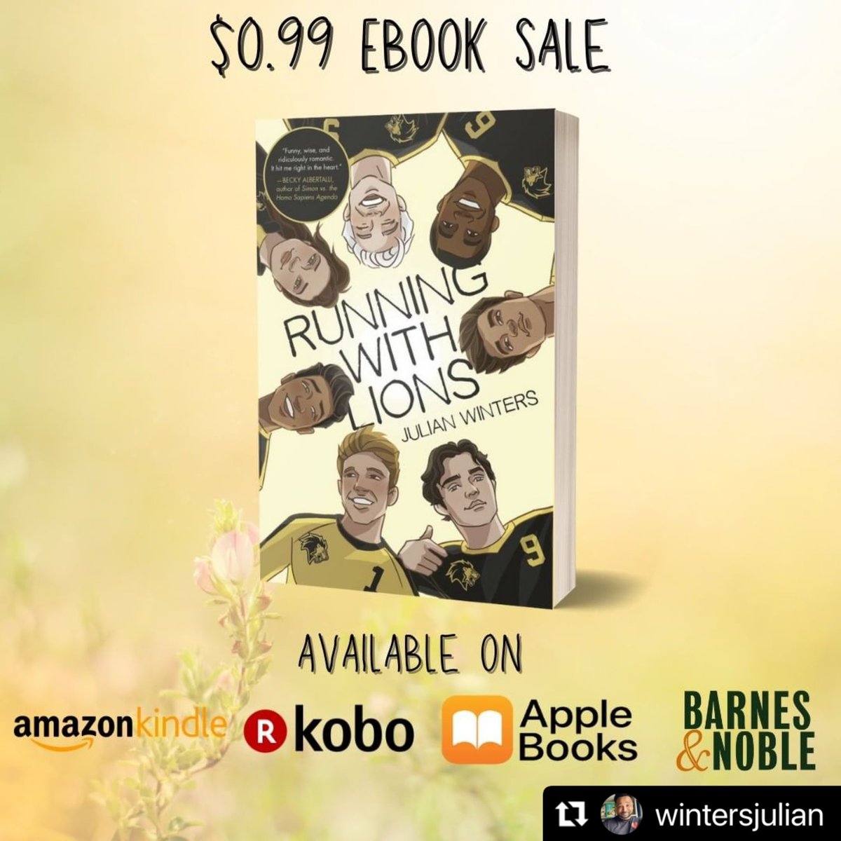 Craving a little soccer in your queer YA TBR? grab a copy of Julian Winters’ lovely (and award-winning) RUNNING WITH LIONS now for only 99 cents on multiple ebook platforms!
#ebooks #lgbtqya #YAbooks