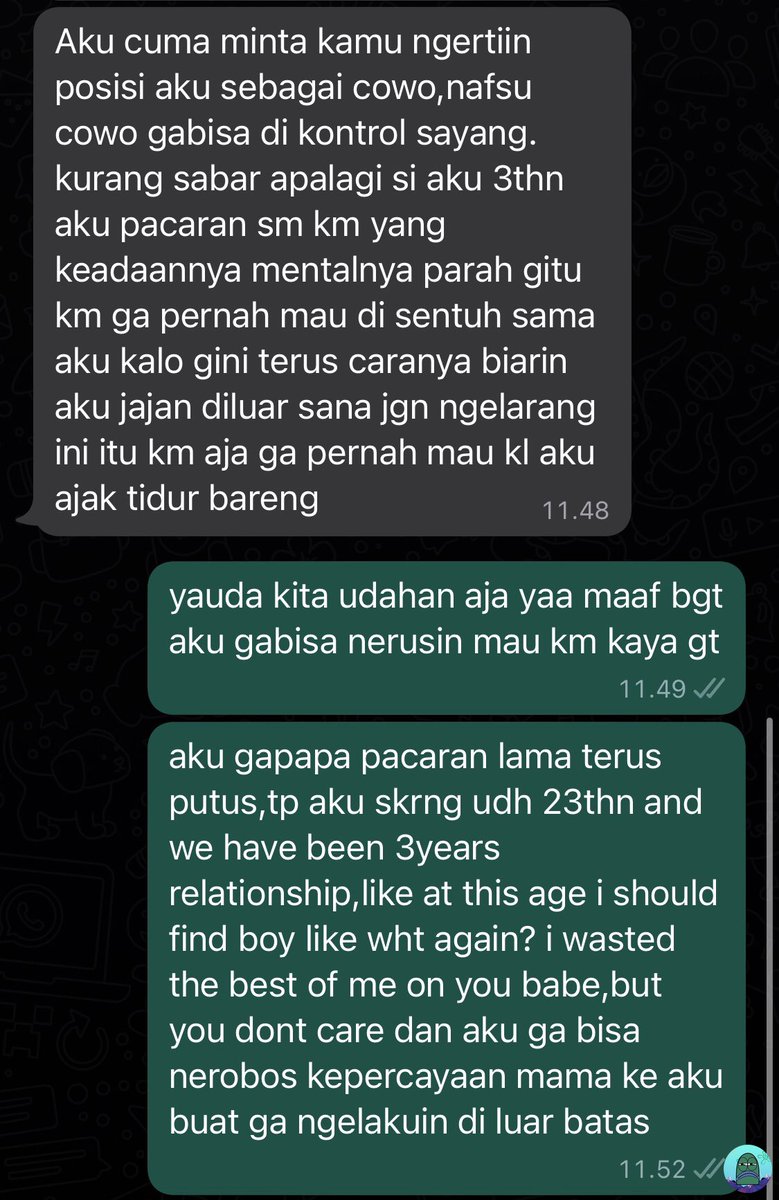 💚 TW //🔞
[titipan] ikhlas ga ikhlas kayanya emng udh harus pasrah kalo endingnya kaya gini,lebih takut bikin mama nangis drpd dibikin nangis sm cowo,aku udh pernah ditinggalin papaku harusnya aku bisa ya kan?🙂